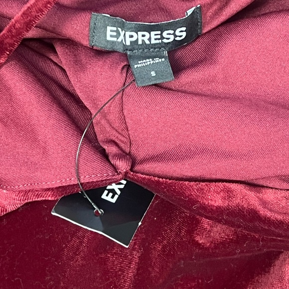 Maroon v-cut Express velvet bodysuit size small - Picture 2 of 3